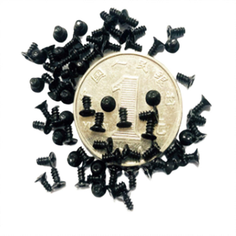 Microparafuso de 2 mm de zinco preto chapeado de precisão M1.6 para telefone de relógio