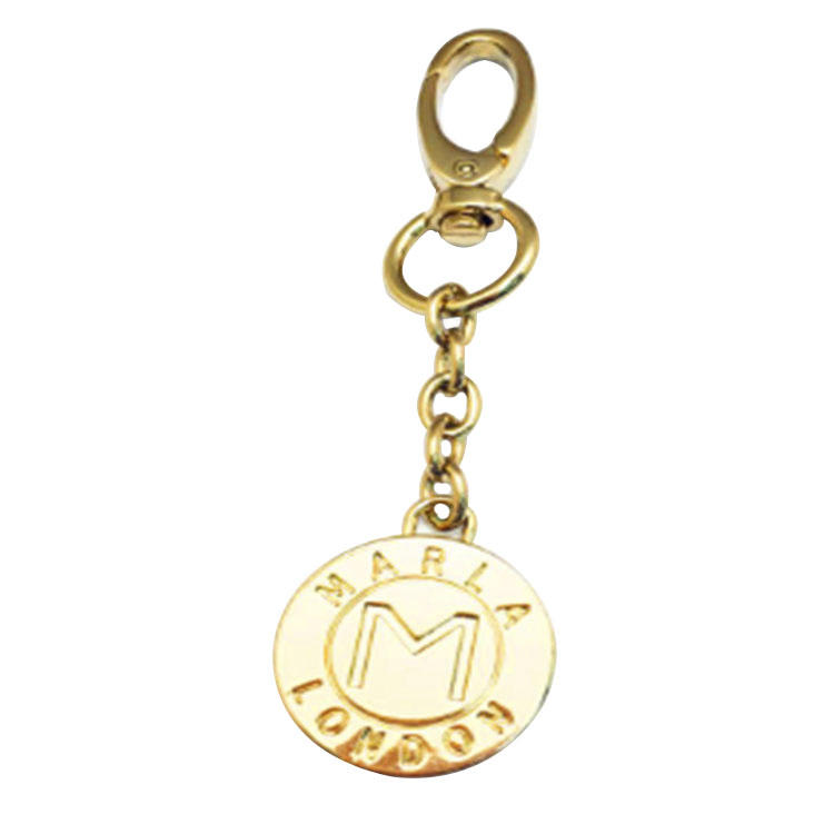 Novo design de bolsa de metal dourado, placa de logotipo, cadeia de logotipo