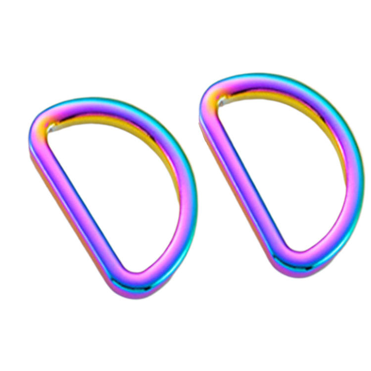 Anel D de metal plano em cor arco-íris para bagagem de mão