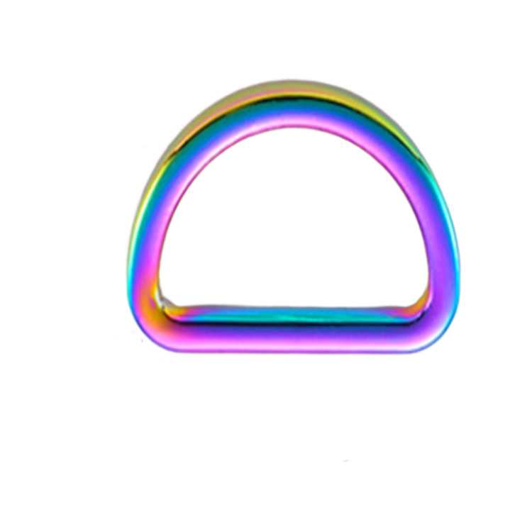 Anel D de metal plano em cor arco-íris para bagagem de mão