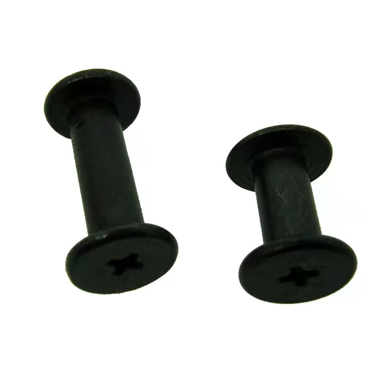 Parafuso chicago preto de cabeça chata m3 de aço inoxidável para couro