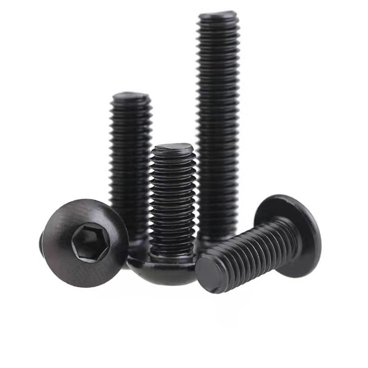 Máquina preta m3 m4 parafuso sextavado de cabeça de botão de aço carbono