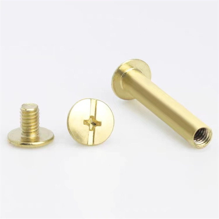 Parafuso Chicago de 8 mm com cabeça panela de aço carbono dourado para menu