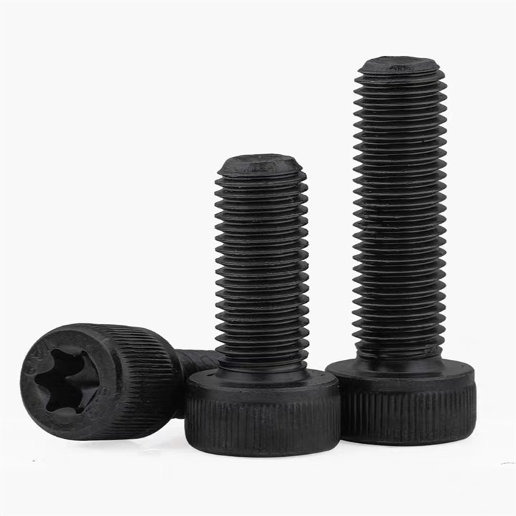 Parafuso torx de cabeça serrilhada de aço inoxidável preto grau 12,9 m6
