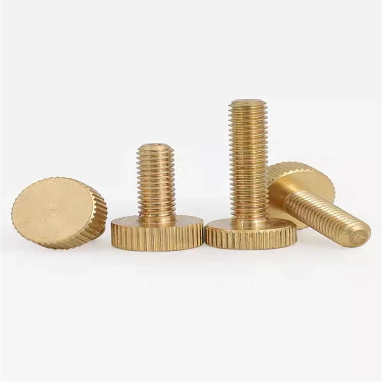 Novo design de parafuso de polegar recartilhado de latão m8 de cabeça plana