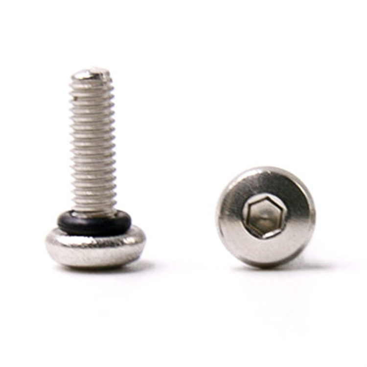 novo design de aço inoxidável m3 cabeça de botão parafuso sextavado o-ring