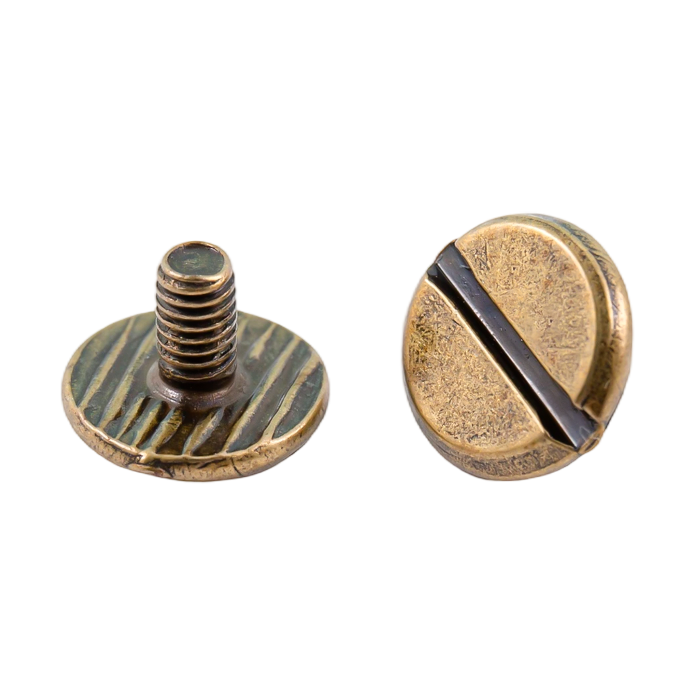 Parafusos chicago de latão de cabeça chata de latão antigo de venda imperdível para couro Parafusos chicago de latão de cabeça chata de latão antigo de venda imperdível para couro