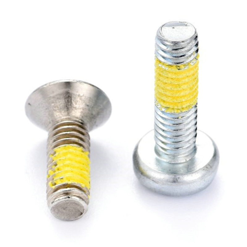 Parafuso de máquina torx (hex) de cabeça pan (escareada) com remendo de náilon amarelo