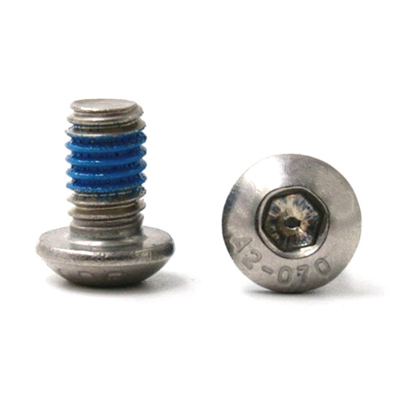 Microparafuso pequeno com soquete de cabeça de botão M2 com remendo de nylon Microparafuso pequeno com soquete de cabeça de botão M2 com remendo de nylon