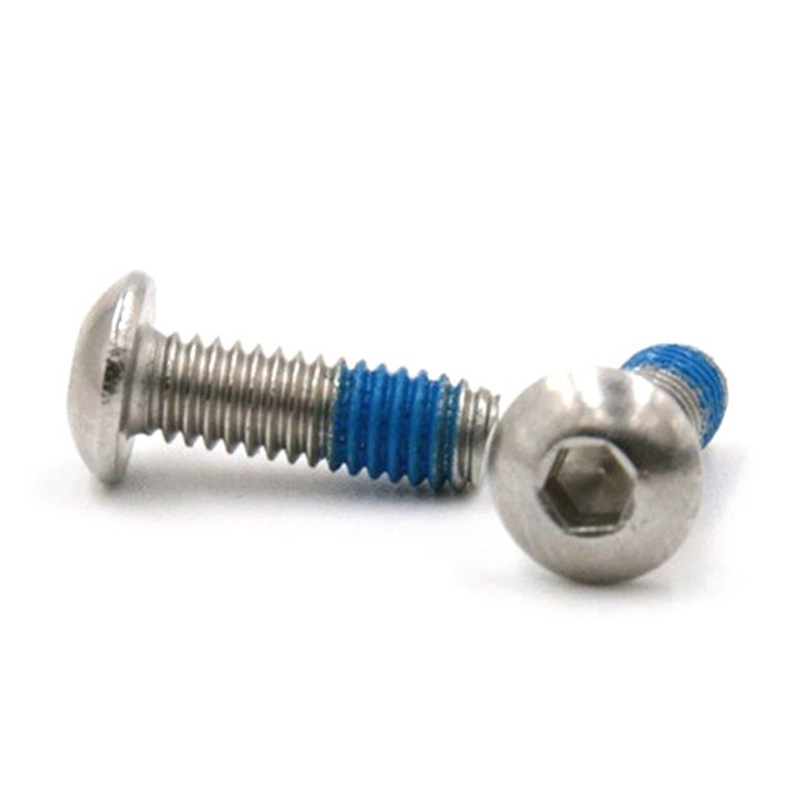 Microparafuso pequeno com soquete de cabeça de botão M3X6 com remendo de nylon Microparafuso pequeno com soquete de cabeça de botão M3X6 com remendo de nylon