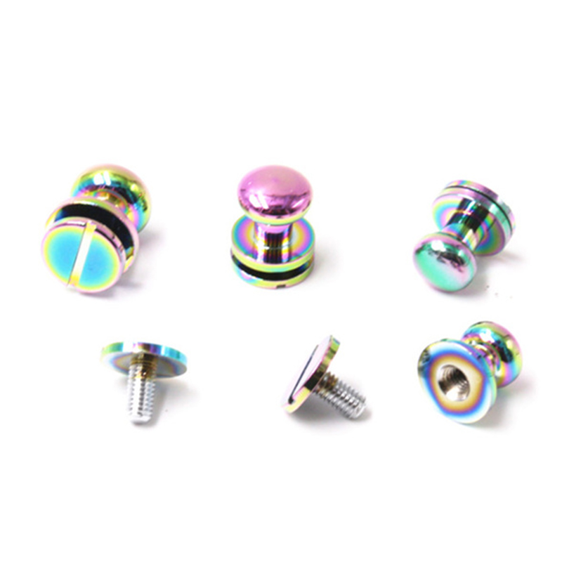 Pregos Sam Browne de latão de 8 mm na cor arco-íris para cinto de couro Pregos Sam Browne de latão de 8 mm na cor arco-íris para cinto de couro