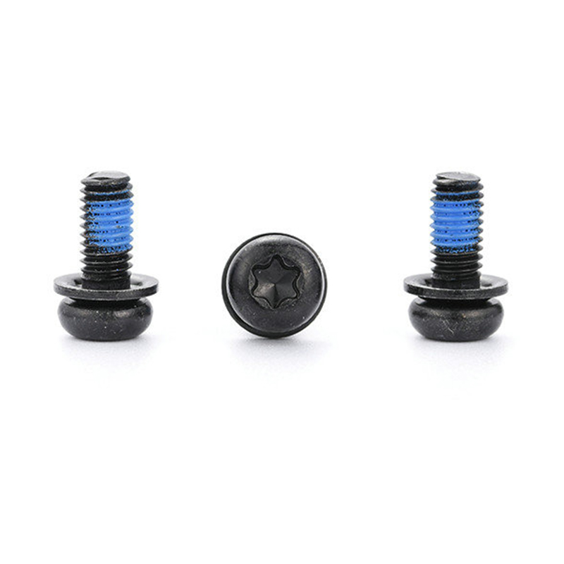Parafuso de fixação micro triplo torx preto de cabeça redonda com remendo de náilon Parafuso de fixação micro triplo torx preto de cabeça redonda com remendo de náilon