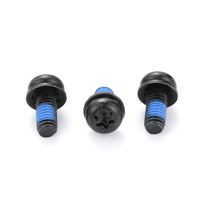 Parafuso de fixação micro triplo torx preto de cabeça redonda com remendo de náilon Parafuso de fixação micro triplo torx preto de cabeça redonda com remendo de náilon