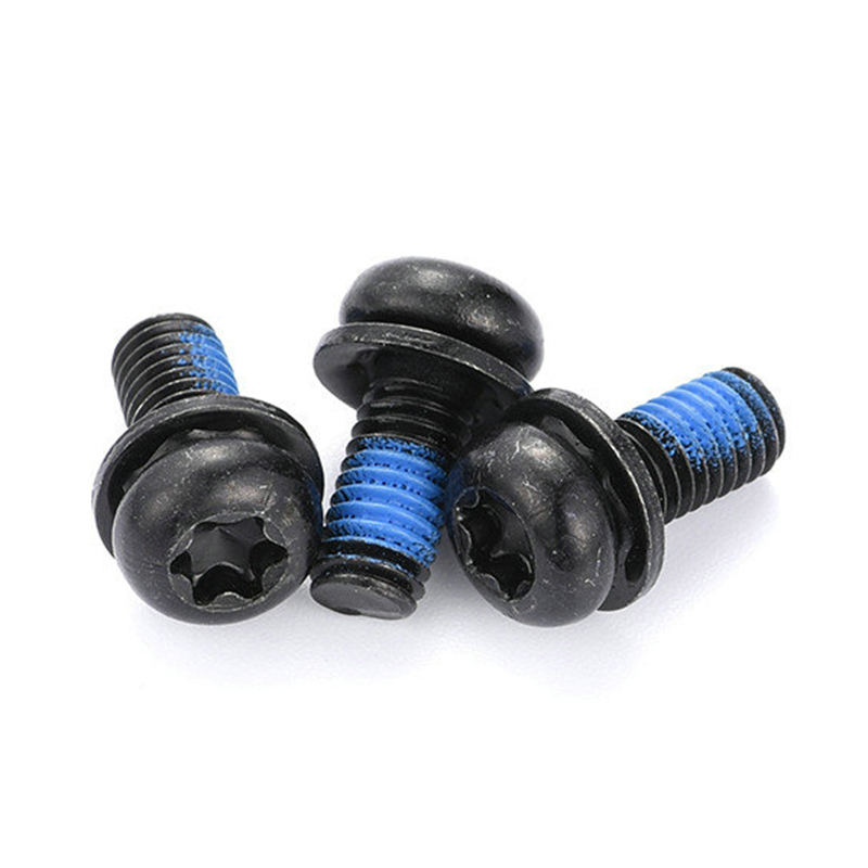 Parafuso de fixação micro triplo torx preto de cabeça redonda com remendo de náilon Parafuso de fixação micro triplo torx preto de cabeça redonda com remendo de náilon