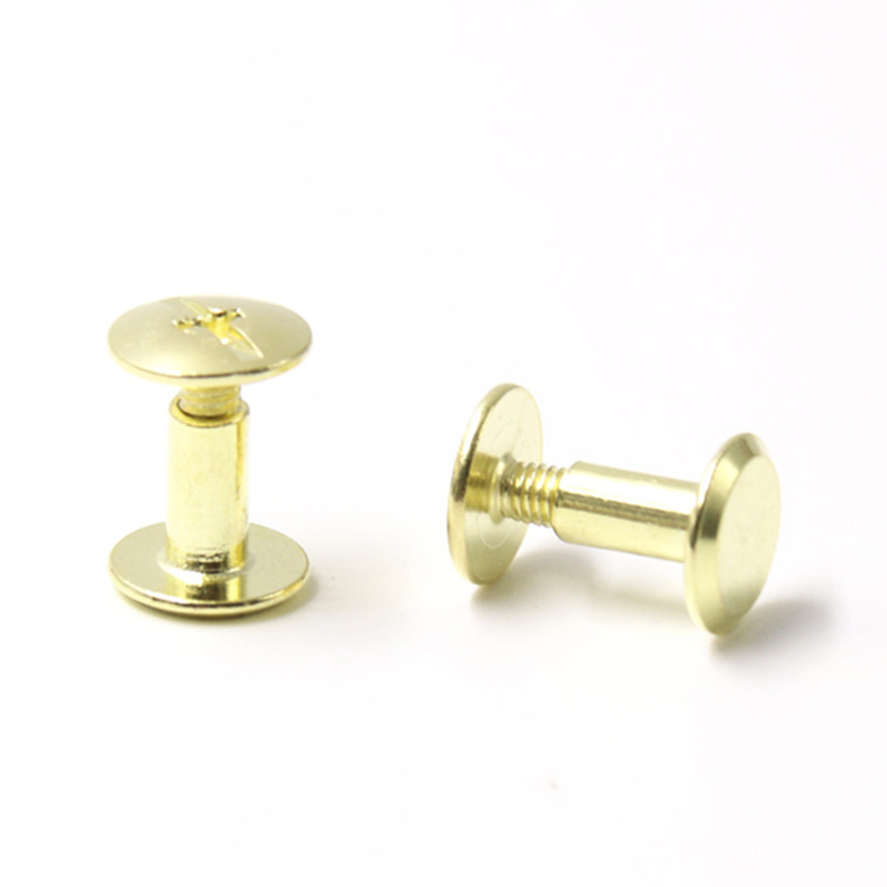 Parafuso Chicago de 8 mm com cabeça panela de aço carbono dourado para menu Parafuso Chicago de 8 mm com cabeça panela de aço carbono dourado para menu
