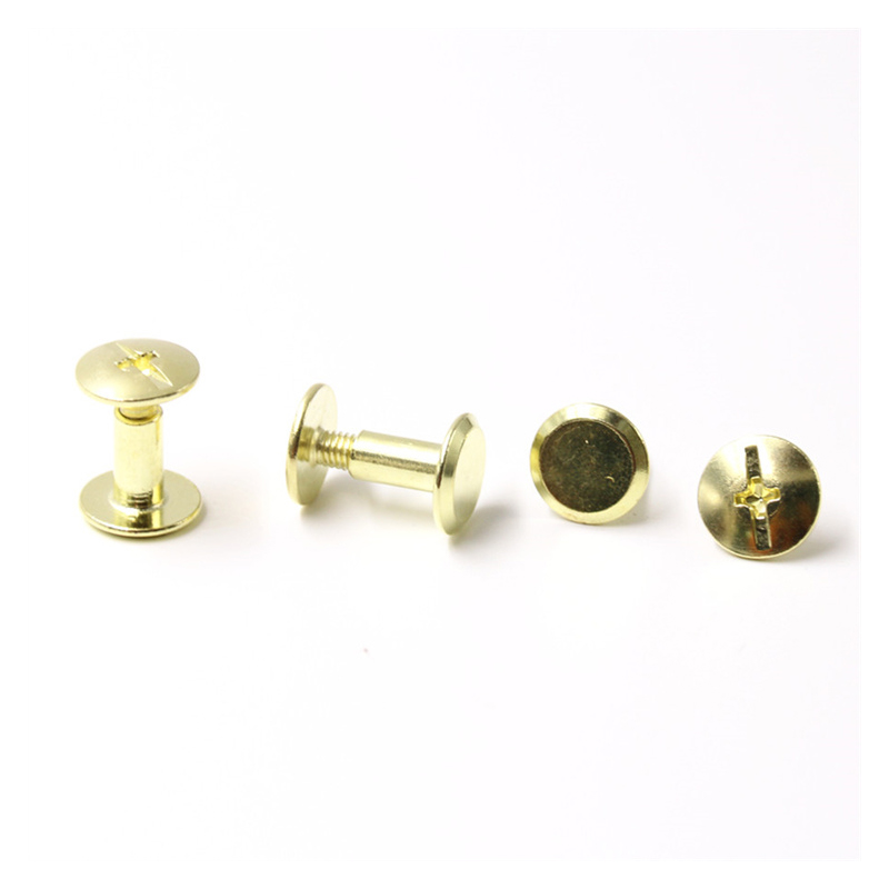 Parafuso Chicago de 8 mm com cabeça panela de aço carbono dourado para menu Parafuso Chicago de 8 mm com cabeça panela de aço carbono dourado para menu