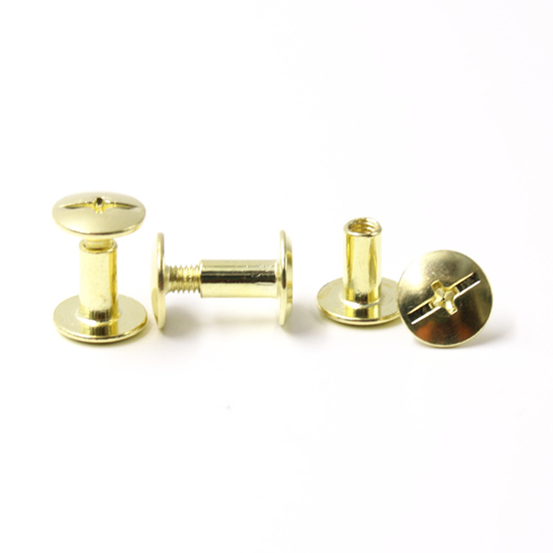 Parafuso Chicago de 8 mm com cabeça panela de aço carbono dourado para menu Parafuso Chicago de 8 mm com cabeça panela de aço carbono dourado para menu