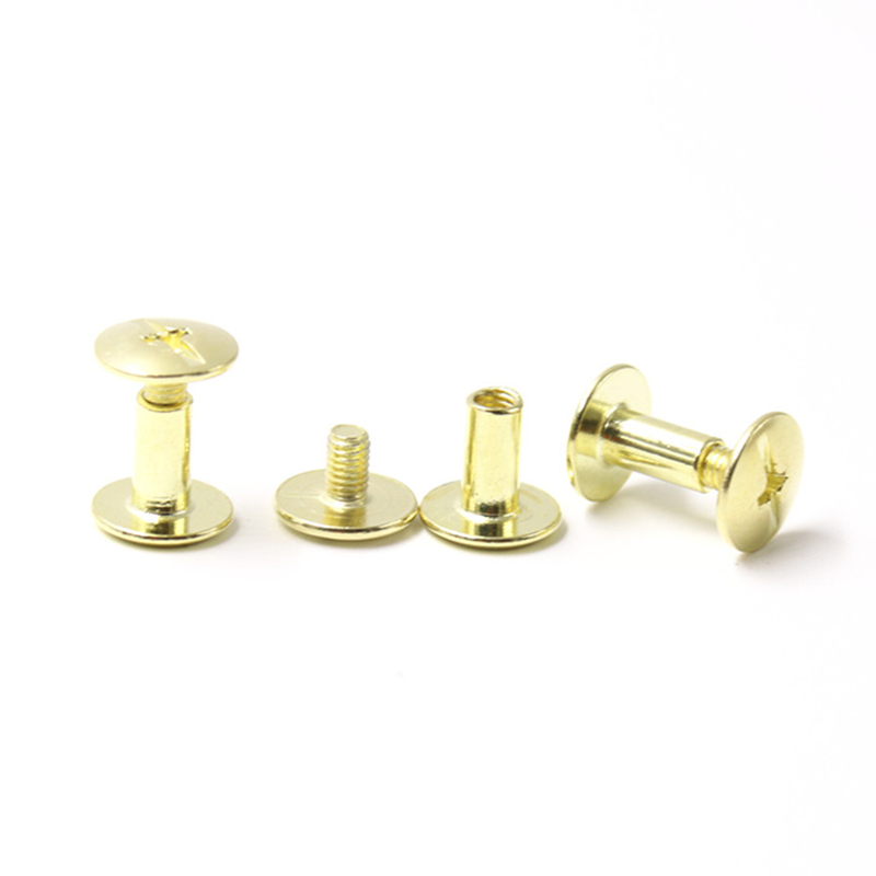 Parafuso Chicago de 8 mm com cabeça panela de aço carbono dourado para menu Parafuso Chicago de 8 mm com cabeça panela de aço carbono dourado para menu