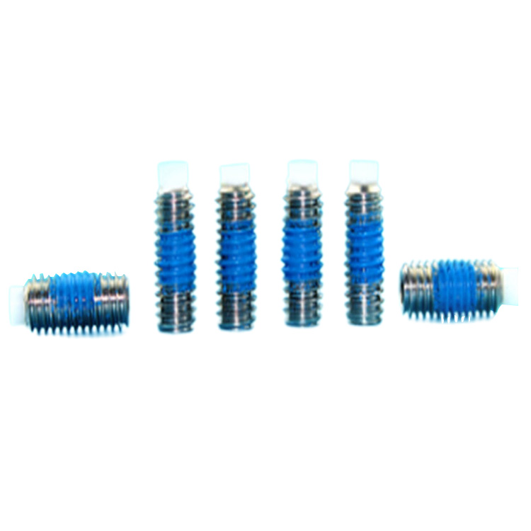 Parafuso de fixação de ponta de nylon com soquete hexagonal de aço inoxidável com remendo de nylon azul